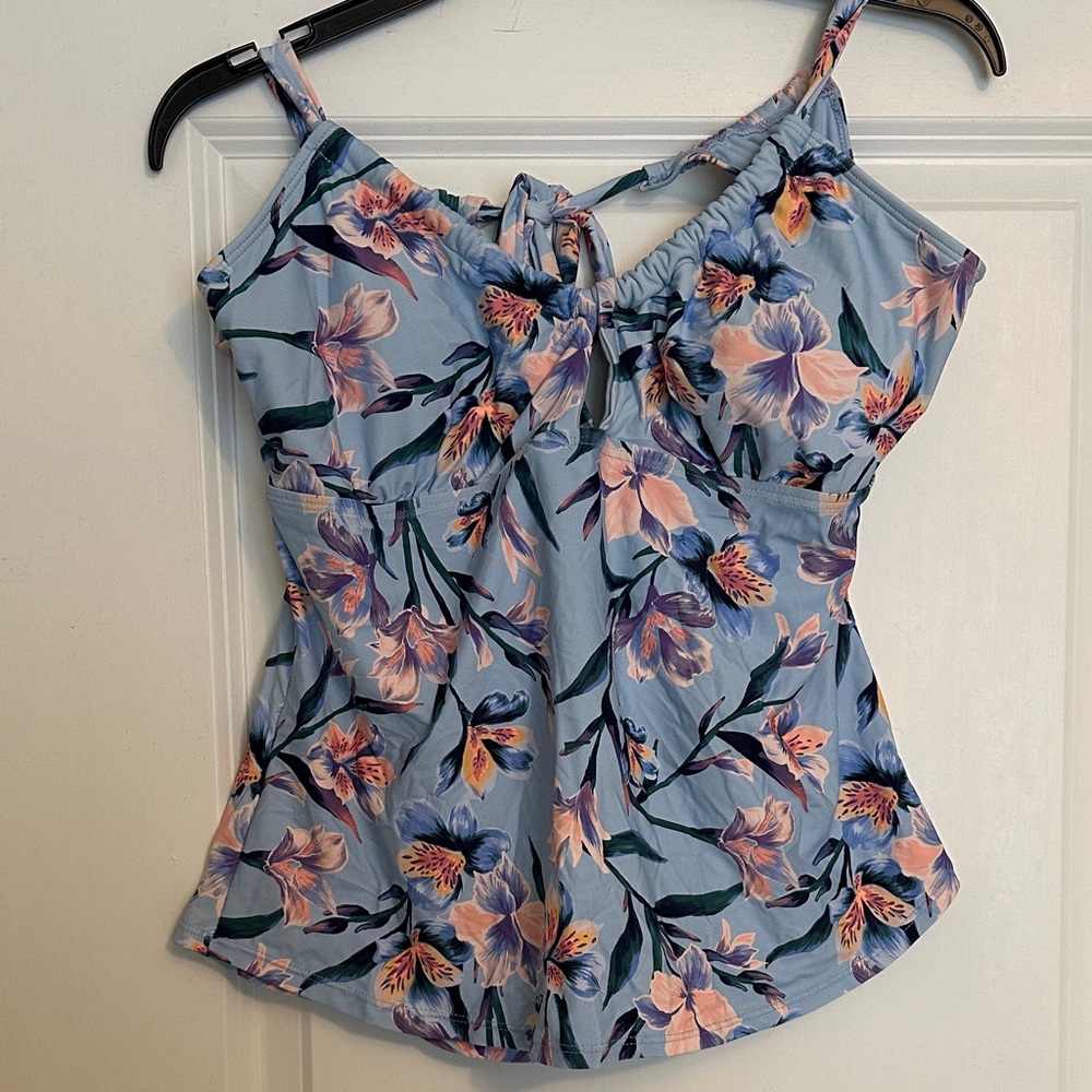 NWT Floral Blue Tankini Top Sz XL